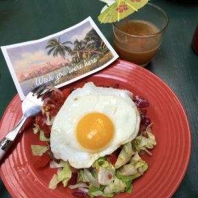 Gluten-free egg dish and cocktail from The Happiest Hour